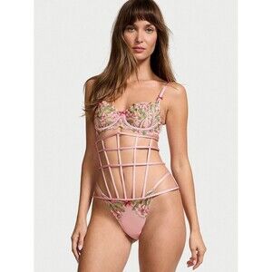 Victoria’s Secret Dream Angels Caged Underbust Corset Chalk Rose Size XS